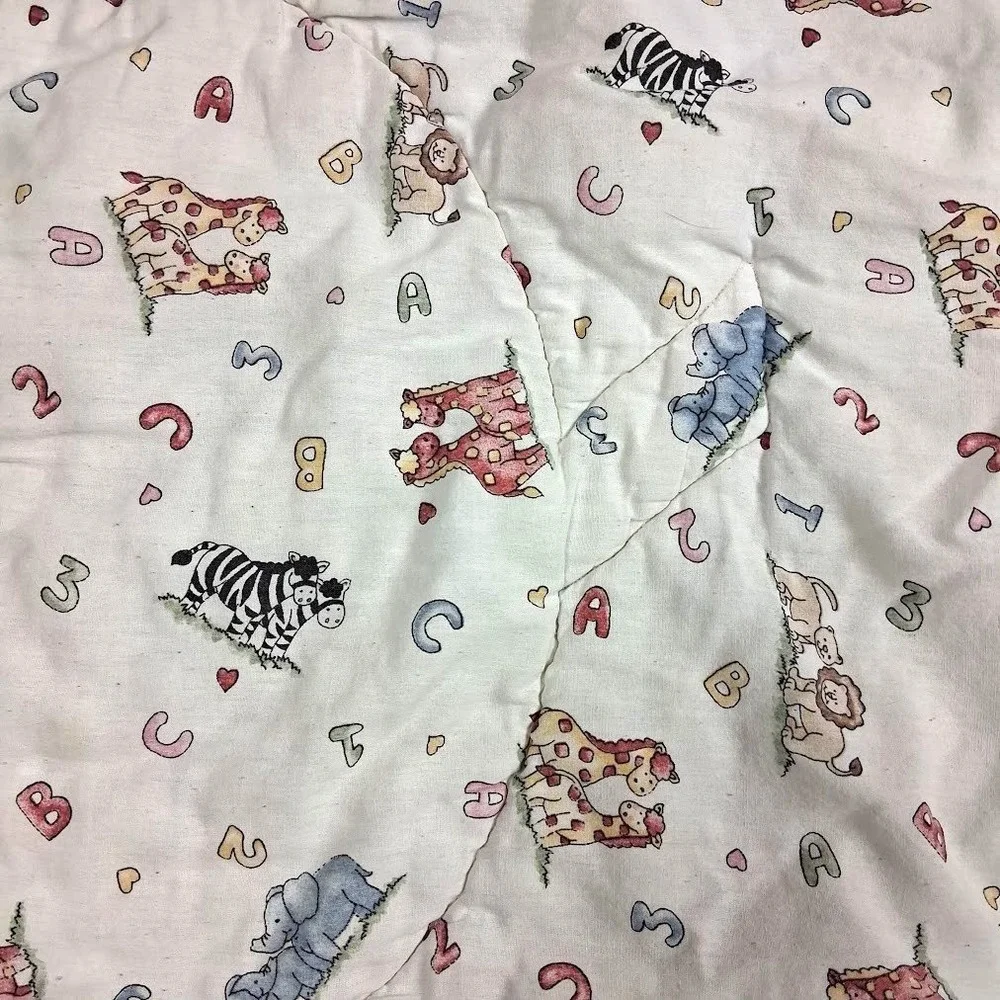 Vintage Noah's Ark Baby Crib Comforter Blanket NoJo Cotton Nursery Unisex